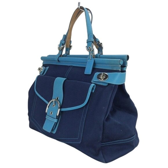 COACH RARE 2004 Limited Edition Soho Dowel Top Leather Satchel Light Blue & blue - Picture 3 of 11